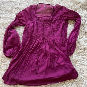 Free People sheer silk tunic blouse top size XS